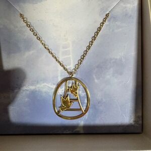 Hadas Jewelry Gold Tone Jacob's Ladder Doves Pendant Necklace